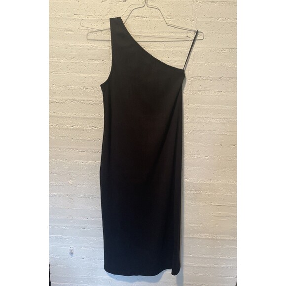 Gap One Shoulder Ribbed Midi Dress, Fitted Stretch Black, NWOT, Size XS - Picture 4 of 9